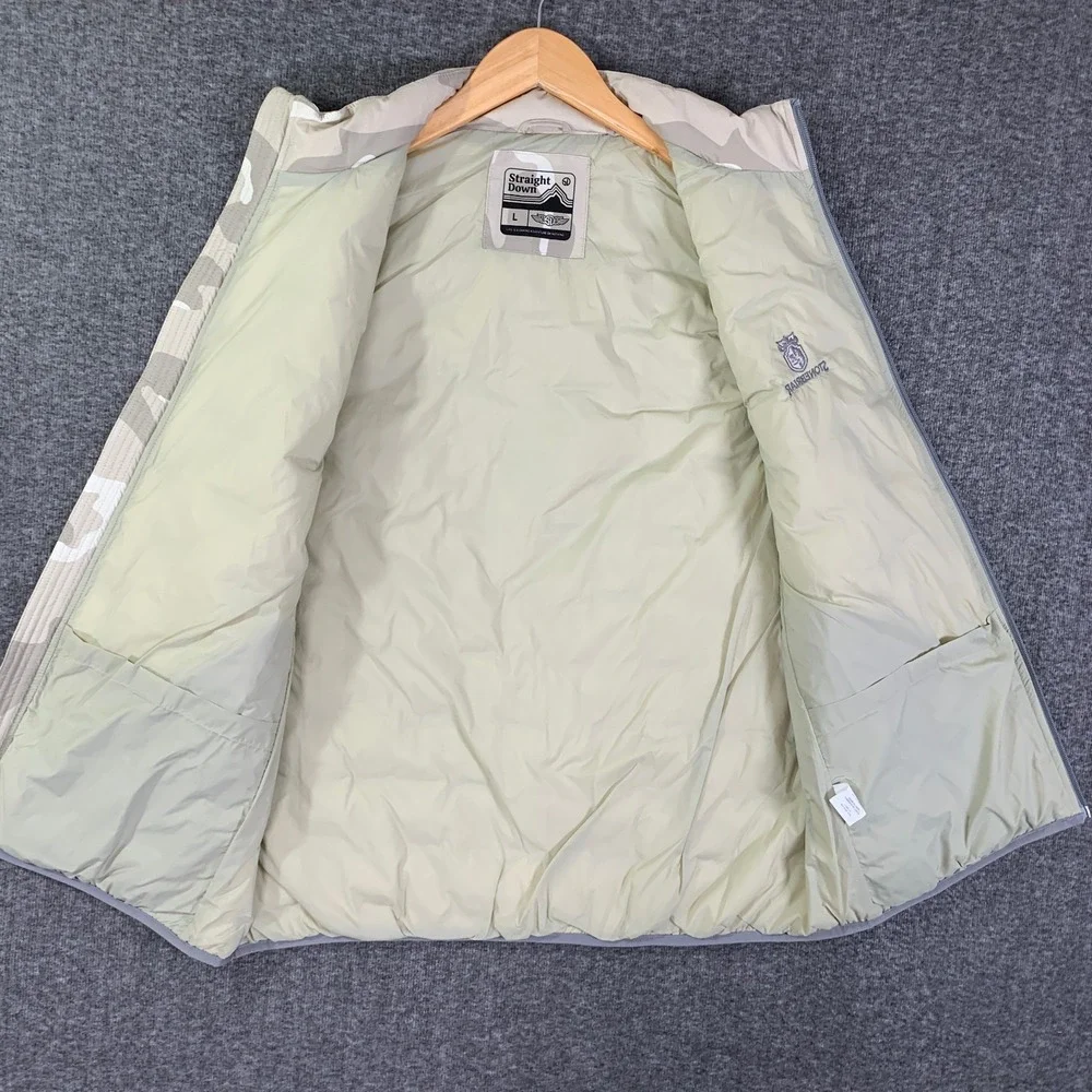Straight Down Peak Vest Men Large Camo Goose Down Puffer Golf Performance Modern